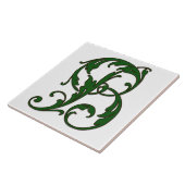 緑色のモノグラムタイルのリーフ文字B タイル (側面)