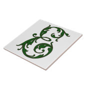 緑色のモノグラムタイルのリーフ文字E タイル (側面)