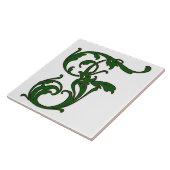 緑色のモノグラムタイルのリーフ文字F タイル (側面)