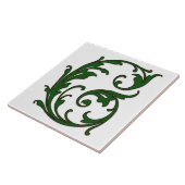 緑色のモノグラムタイルのリーフ文字G タイル (側面)