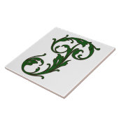 緑色のモノグラムタイルのリーフ文字P タイル (側面)