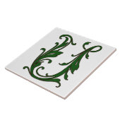 緑色のモノグラムタイルのリーフ文字U タイル (側面)