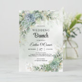緑色のユーカリと結婚多肉類のブランチ 招待状 (スタンド正面)