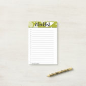 緑色のリーフィチェックリストのポストイットに関する注意事項 ポストイット (デスク上)