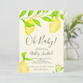 緑色のレモダンモン水色ベビーシャワー2 招待状 (スタンド正面)