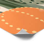 緑色のヴィンテージの多肉果とオレンジ色の花 ポスター (角)