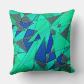 緑色の三角形の切り出しで粗い青い部分 クッション (裏面)