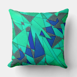緑色の三角形の切り出しで粗い青い部分 クッション
