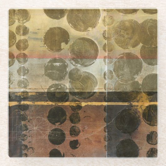 緑色の円形液滴 ガラスコースター (正面)