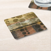 緑色の円形液滴 スクエアペーパーコースター (アングル)