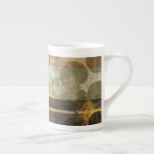 緑色の円形液滴 ボーンチャイナマグカップ (右)