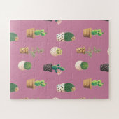 緑色の吸汁性サボテンポット ジグソーパズル (横)