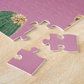 緑色の吸汁性サボテンポット ジグソーパズル (側面)