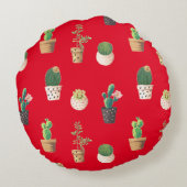 緑色の吸汁性サボテンポット ラウンドクッション (裏面)