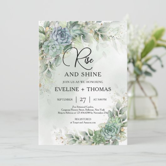 緑色の多肉種ユーカリ葉の果実は輝く 招待状 (スタンド正面)