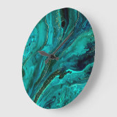 緑色の大理石と金：豪華なテクスチャ ラージ壁時計 (傾斜)