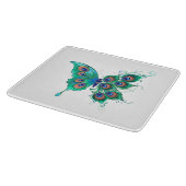 緑色の孔雀の羽を持つ蝶 カッティングボード (角)