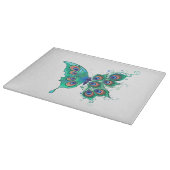 緑色の孔雀の羽を持つ蝶 カッティングボード (角)