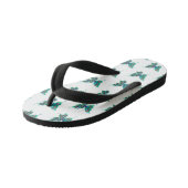 緑色の孔雀の羽を持つ蝶 キッズビーチサンダル (アングル)