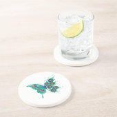 緑色の孔雀の羽を持つ蝶 コースター (側面)