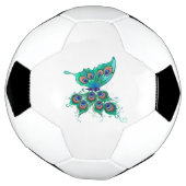 緑色の孔雀の羽を持つ蝶 サッカーボール (回転)