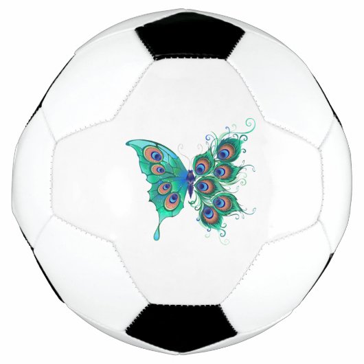 緑色の孔雀の羽を持つ蝶 サッカーボール (正面)