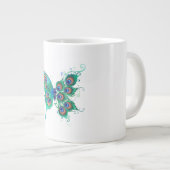 緑色の孔雀の羽を持つ蝶 ジャンボコーヒーマグカップ (正面右)