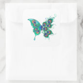 緑色の孔雀の羽を持つ蝶 スクエアシール (バッグ)