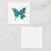 緑色の孔雀の羽を持つ蝶 スクエア名刺 (正面/裏面)