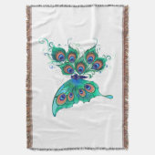 緑色の孔雀の羽を持つ蝶 スローブランケット (正面縦)