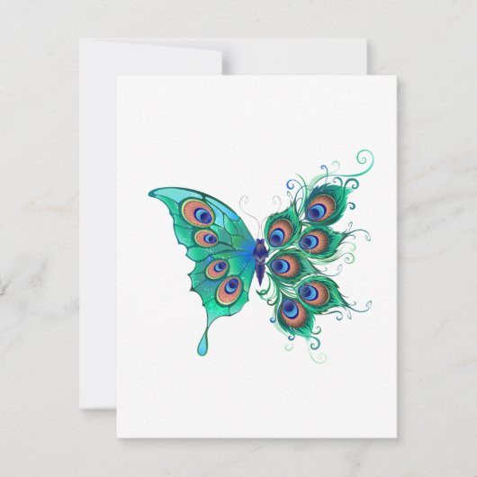 緑色の孔雀の羽を持つ蝶 セーブザデート (正面)