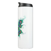 緑色の孔雀の羽を持つ蝶 タンブラー (回転右)