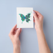 緑色の孔雀の羽を持つ蝶 チラシ (手)