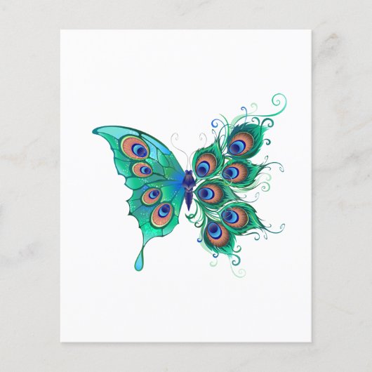 緑色の孔雀の羽を持つ蝶 チラシ (正面)