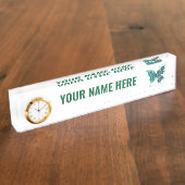 緑色の孔雀の羽を持つ蝶 デスクネームプレート (側面)