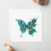 緑色の孔雀の羽を持つ蝶 ノートカード (正面/裏面インサイチュ)