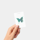 緑色の孔雀の羽を持つ蝶 バッジ (手持ち)