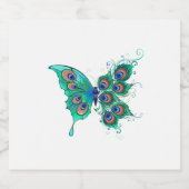 緑色の孔雀の羽を持つ蝶 ビールラベル (シングルラベル)