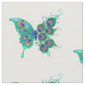 緑色の孔雀の羽を持つ蝶 ファブリック (クローズアップ)