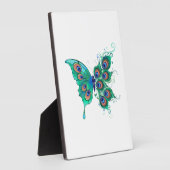 緑色の孔雀の羽を持つ蝶 フォトプラーク (側面)