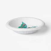 緑色の孔雀の羽を持つ蝶 ペーパーボウル (傾斜あり)