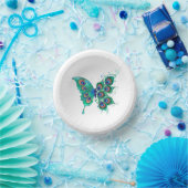 緑色の孔雀の羽を持つ蝶 ペーパーボウル (パーティー)