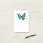 緑色の孔雀の羽を持つ蝶 ポストイット (デスク上)