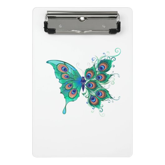 緑色の孔雀の羽を持つ蝶 ミニクリップボード (正面)