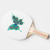 緑色の孔雀の羽を持つ蝶 卓球ラケット (横)