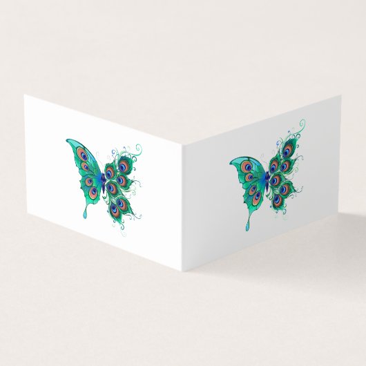 緑色の孔雀の羽を持つ蝶 名刺 (外部)