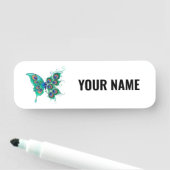 緑色の孔雀の羽を持つ蝶 名札 (インサイチュ)