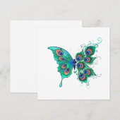 緑色の孔雀の羽を持つ蝶 招待状 (正面/裏面)