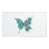 緑色の孔雀の羽を持つ蝶 枕カバー (裏面)