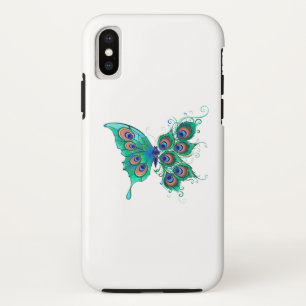 緑色の孔雀の羽を持つ蝶 iPhone XSケース